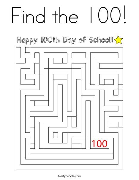 100th day of school coloring page free