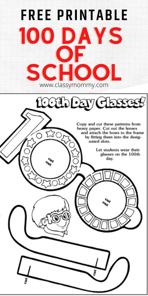 100th day of school colouring page