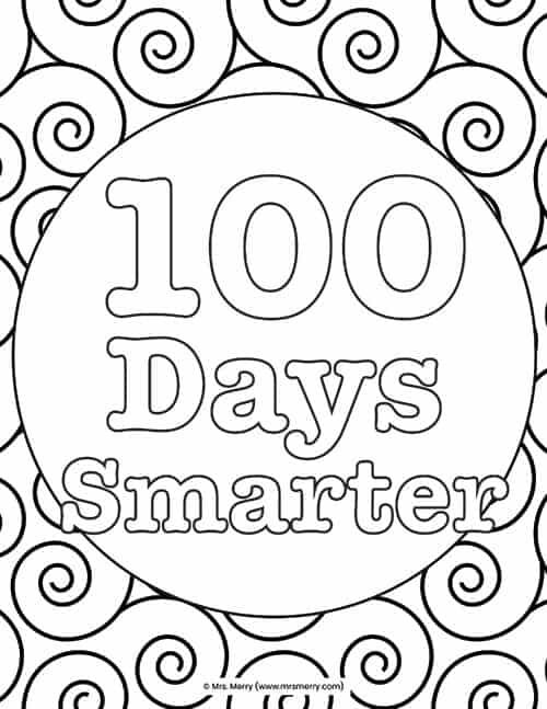 100th day of school free coloring page