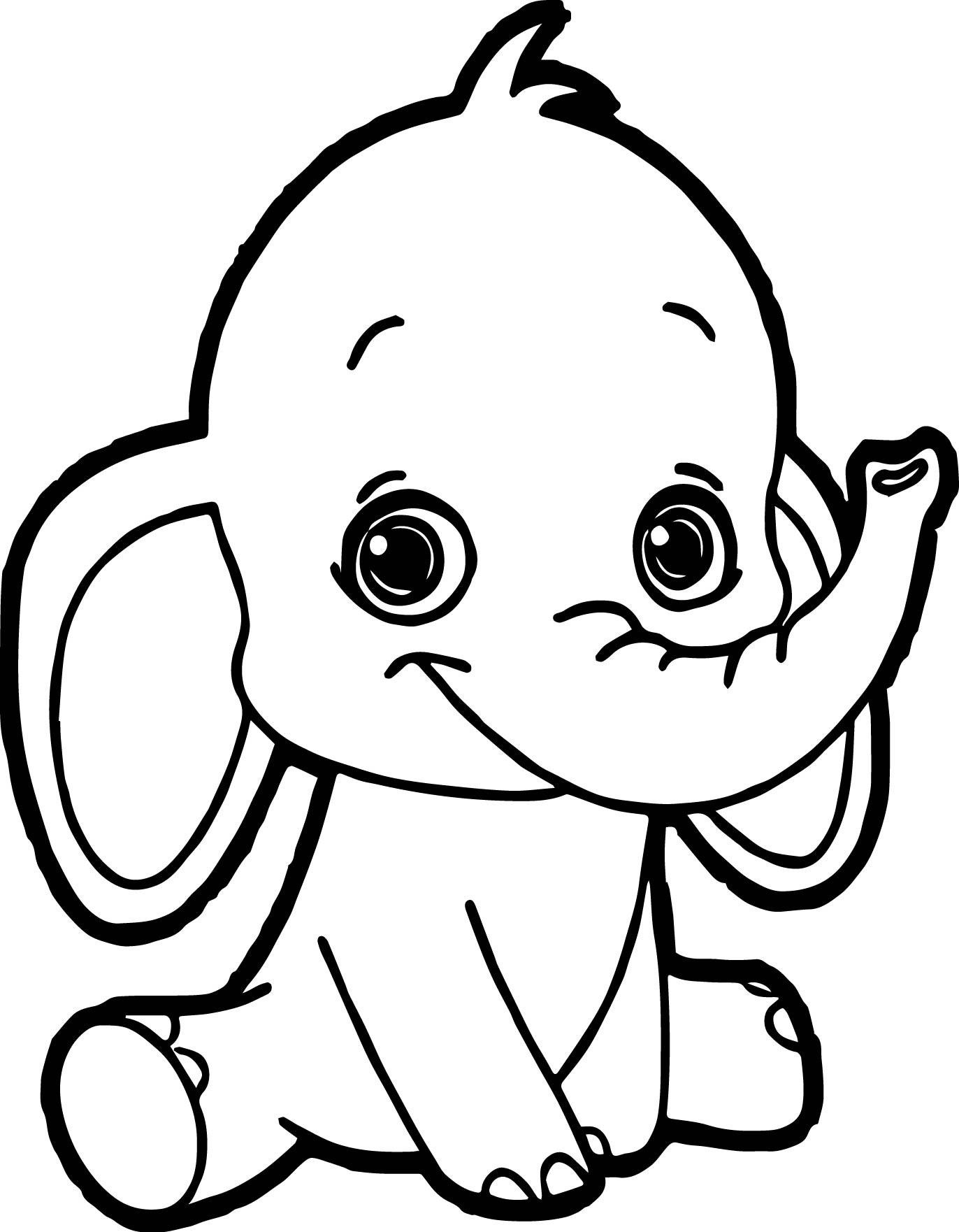 Baby Elephant Coloring Pages Free Printable 1