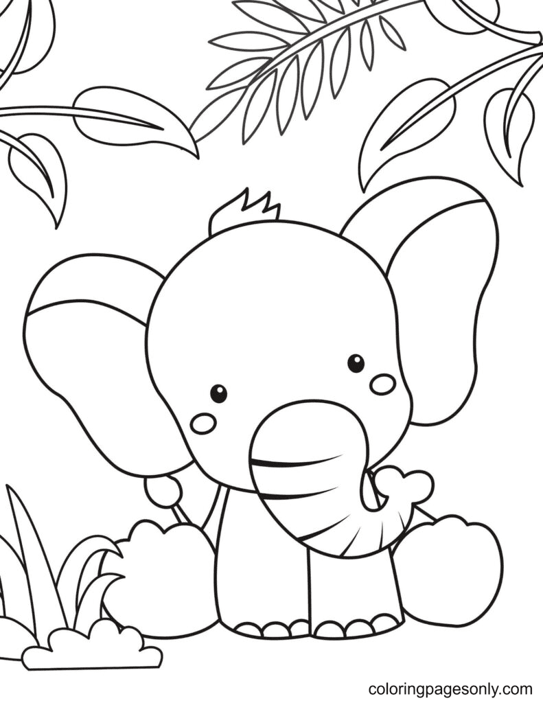 Baby Elephant Coloring Pages Free Printable 41