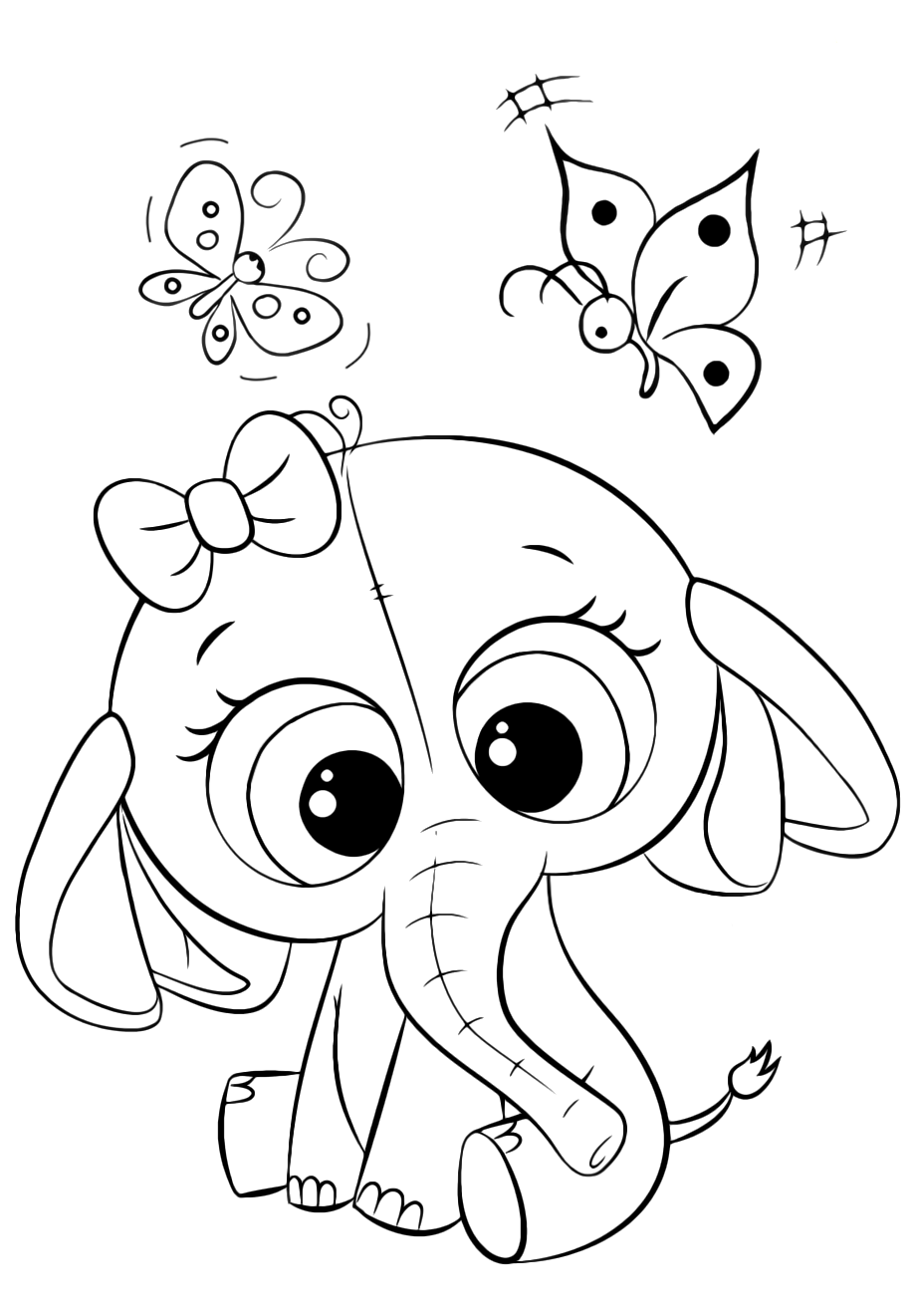 Baby Elephant Coloring Pages Free Printable 90