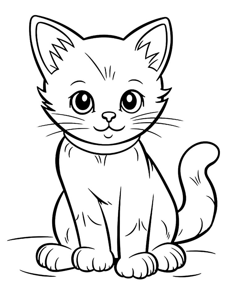 coloring page of a kitten