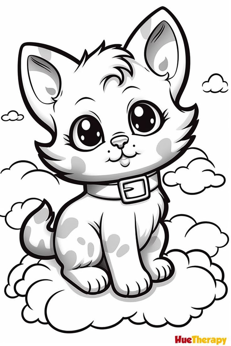 coloring page of kitten