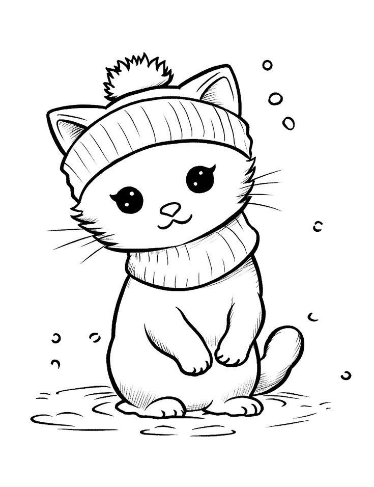 cute kitten colouring pages