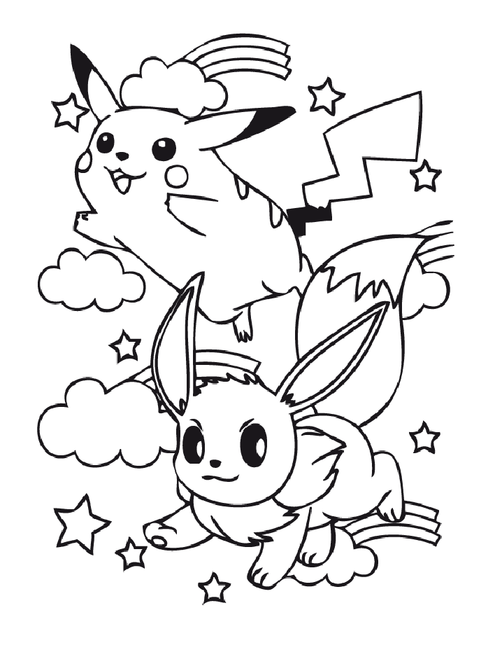 Cute Pikachu Coloring Pages Art Printable 112