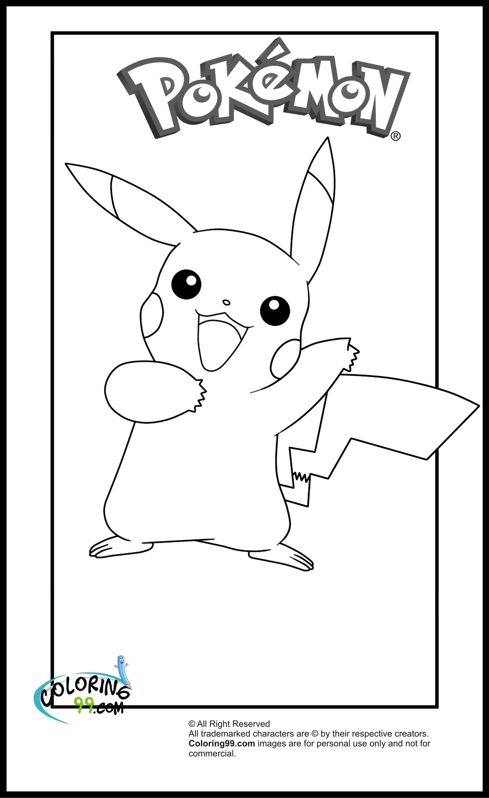 Cute Pikachu Coloring Pages Art Printable 3