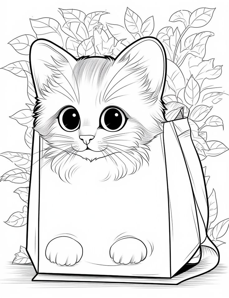 free kitten colouring pages