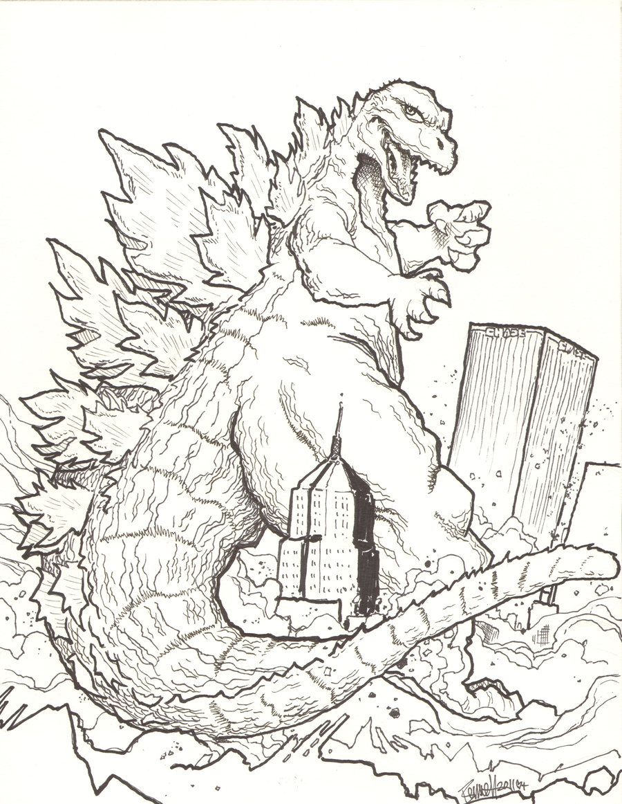 Godzilla Monster Coloring Pages Free Printable 1