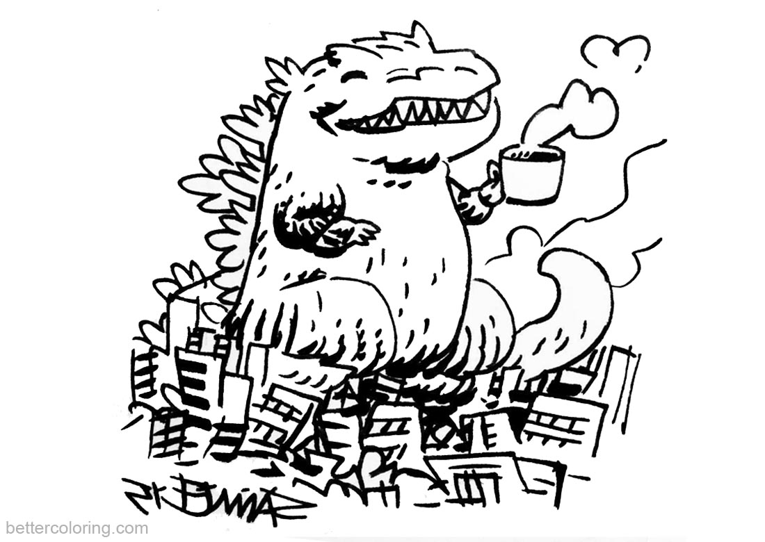 Godzilla Monster Coloring Pages Free Printable 116