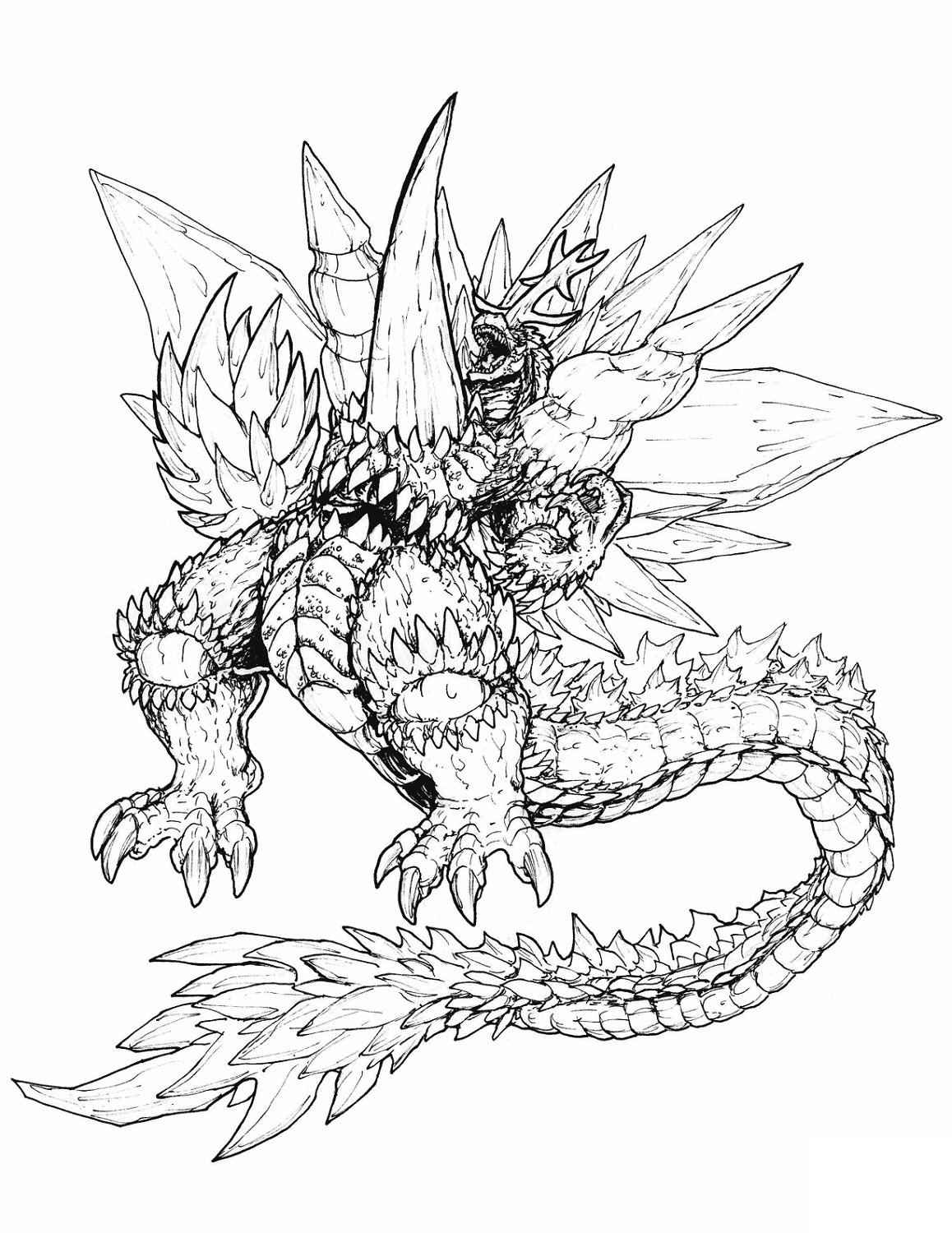 Godzilla Monster Coloring Pages Free Printable 14