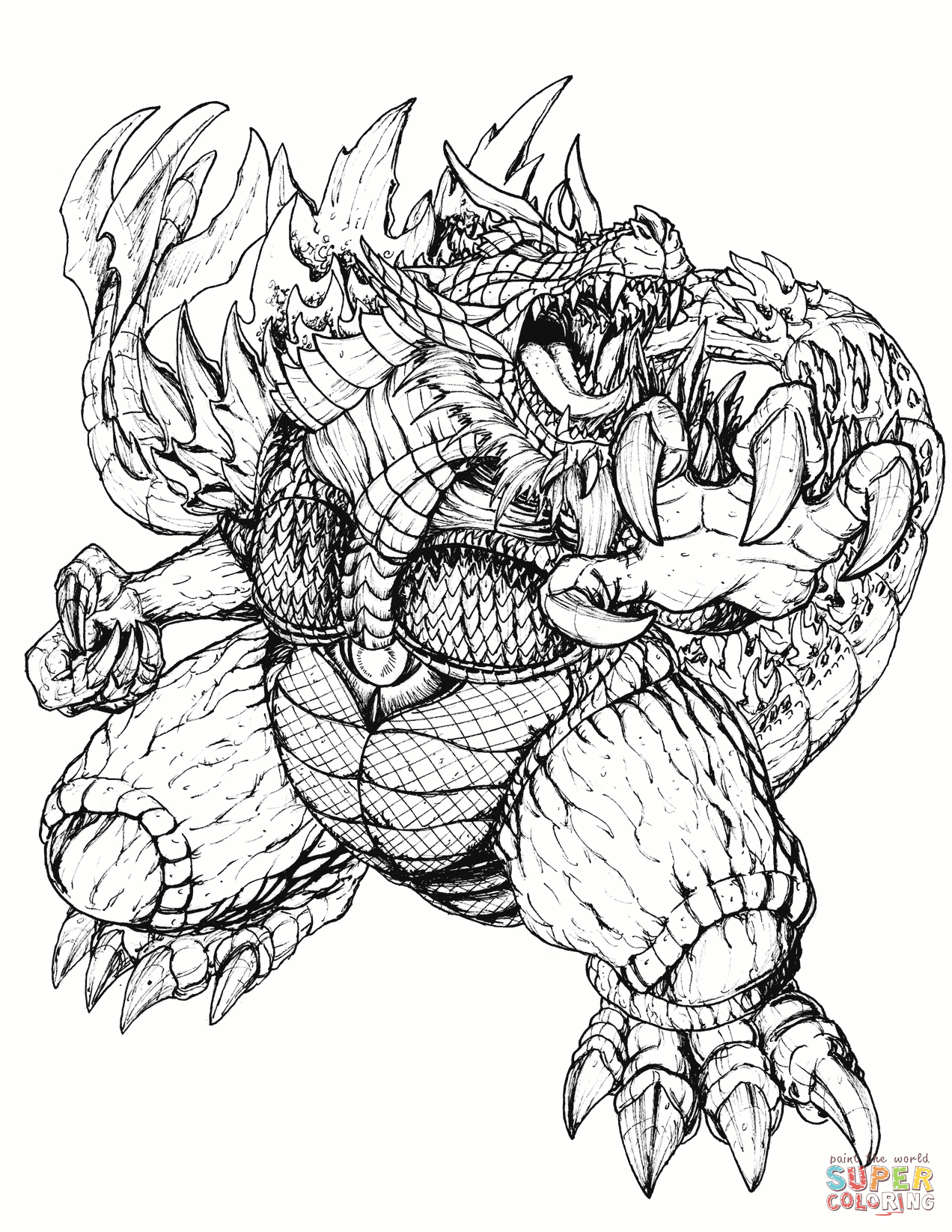 Godzilla Monster Coloring Pages Free Printable 29