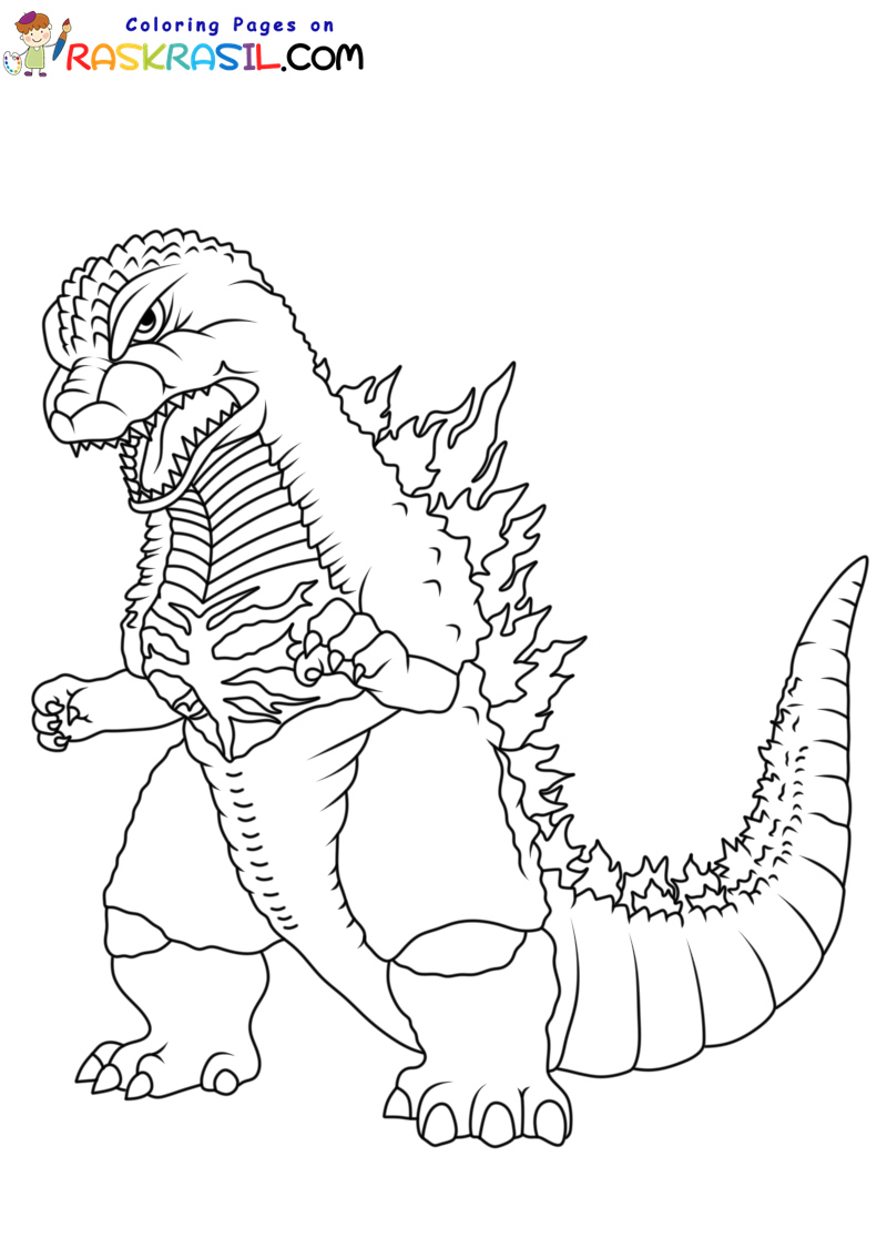 Godzilla Monster Coloring Pages Free Printable 52