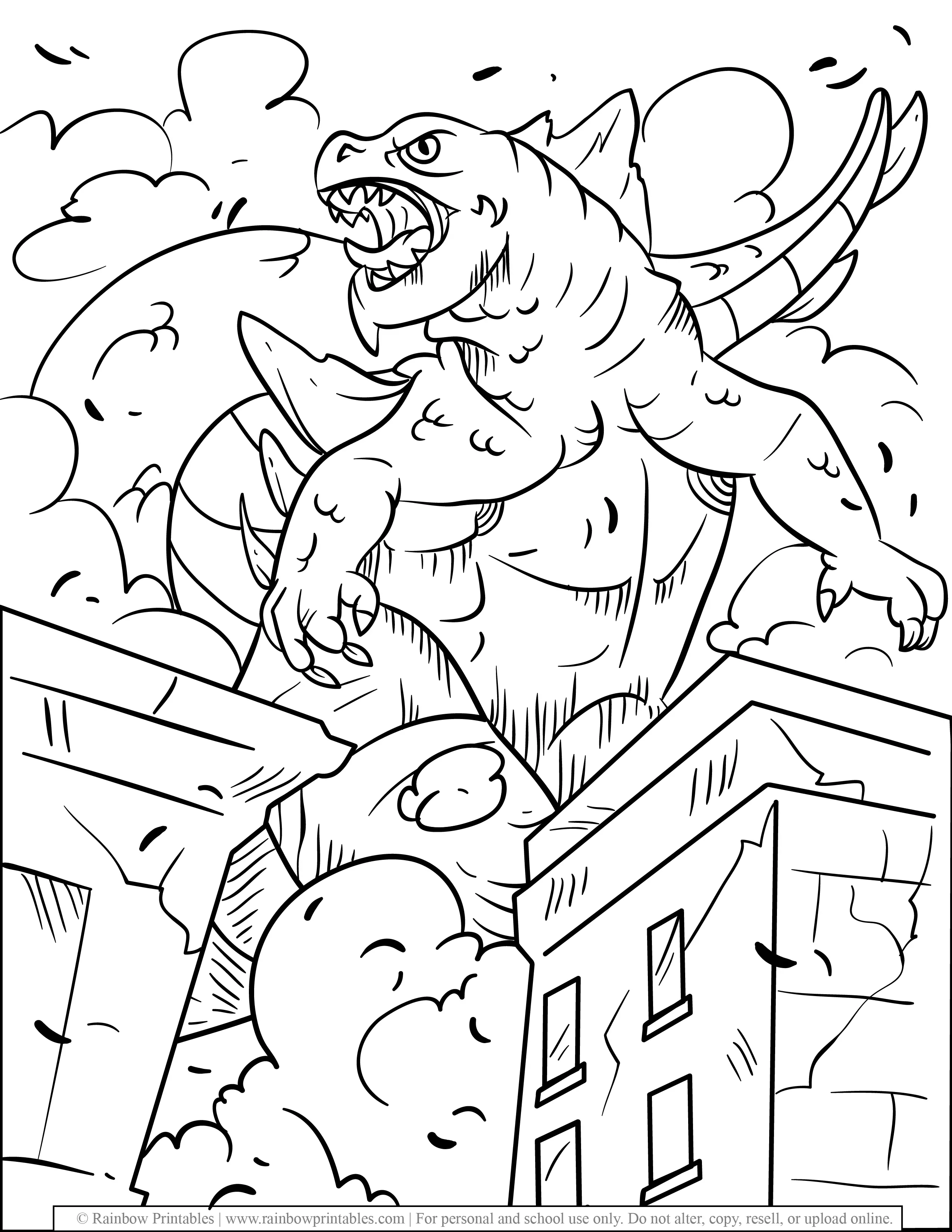 Godzilla Monster Coloring Pages Free Printable 61