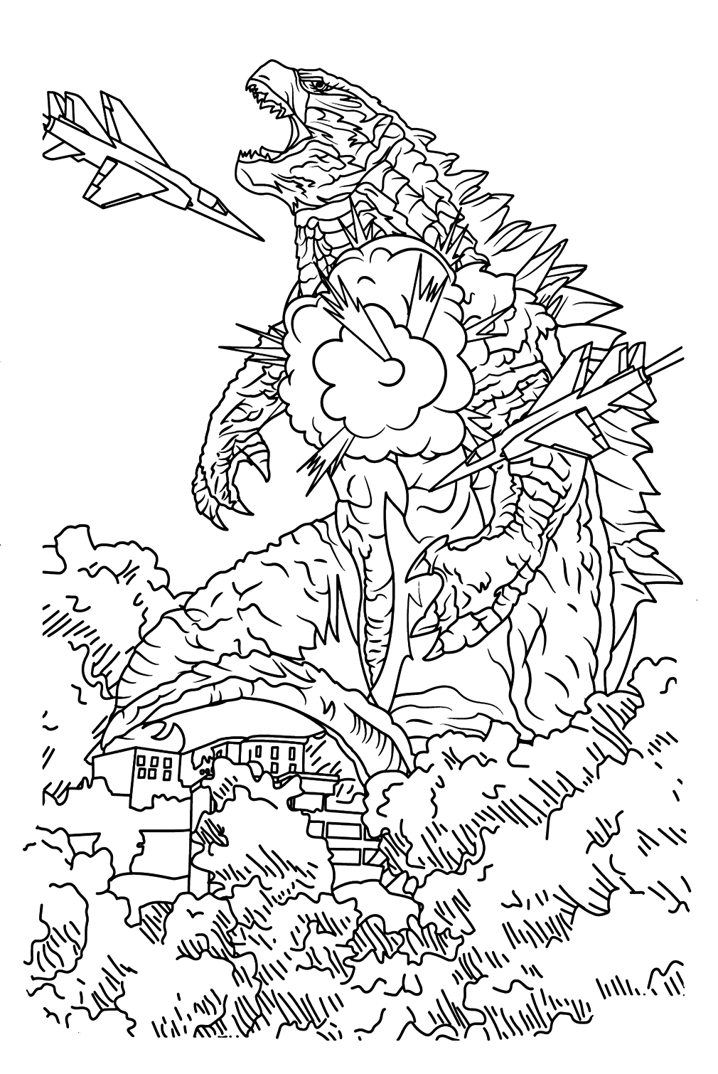 Godzilla Monster Coloring Pages Free Printable 91