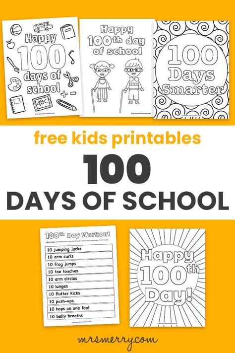 happy 100th day of school coloring sheet