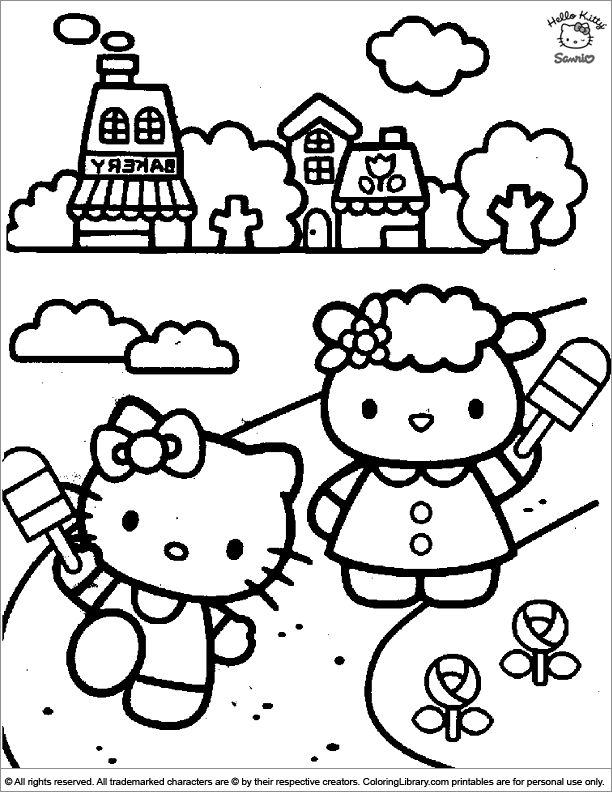 hello kitty coloring book pages