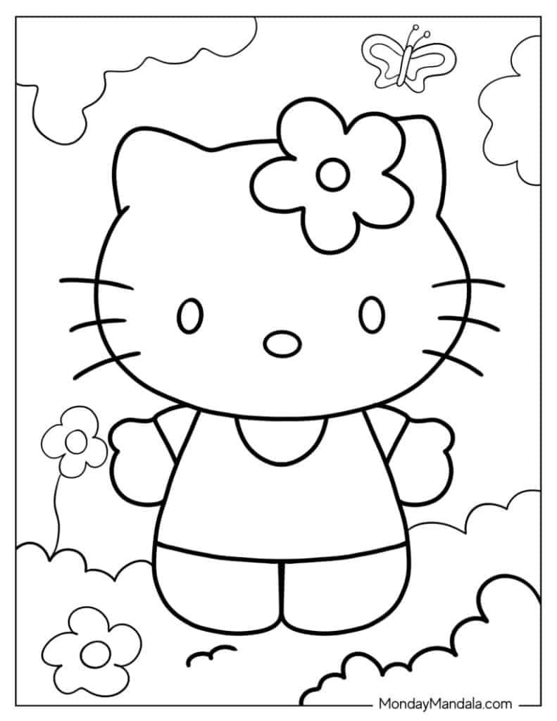 hello kitty coloring pages reading