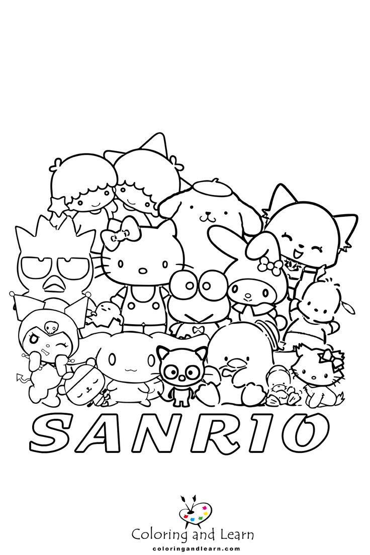 hello kitty group coloring pages