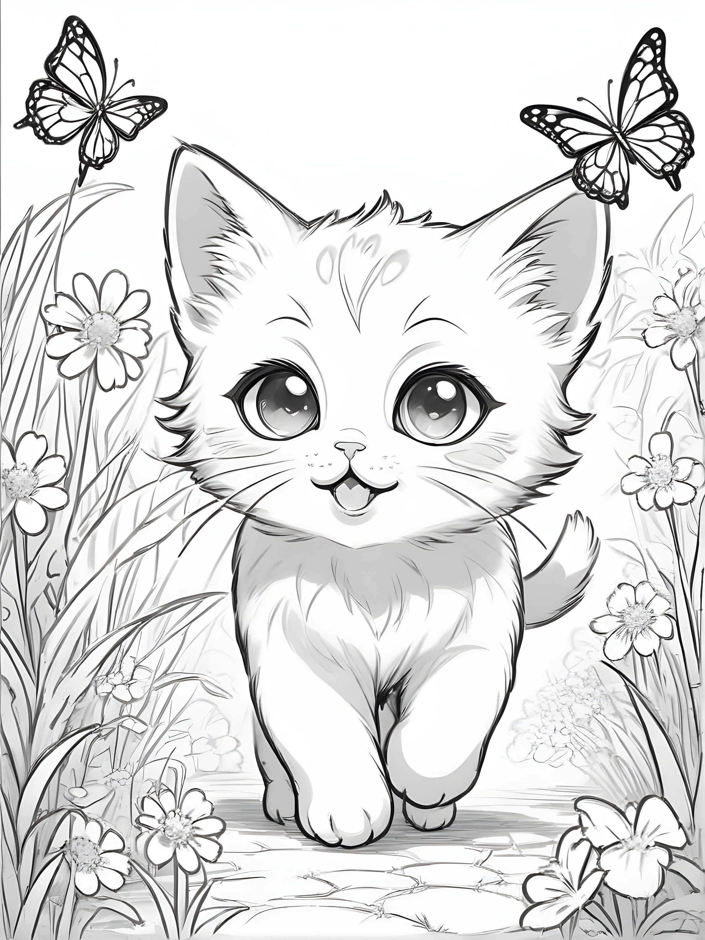 kitten colouring in pages