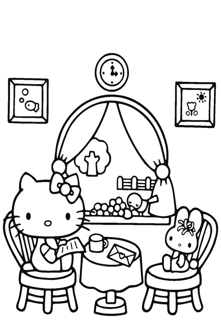 kuromi coloring pages with hello kitty