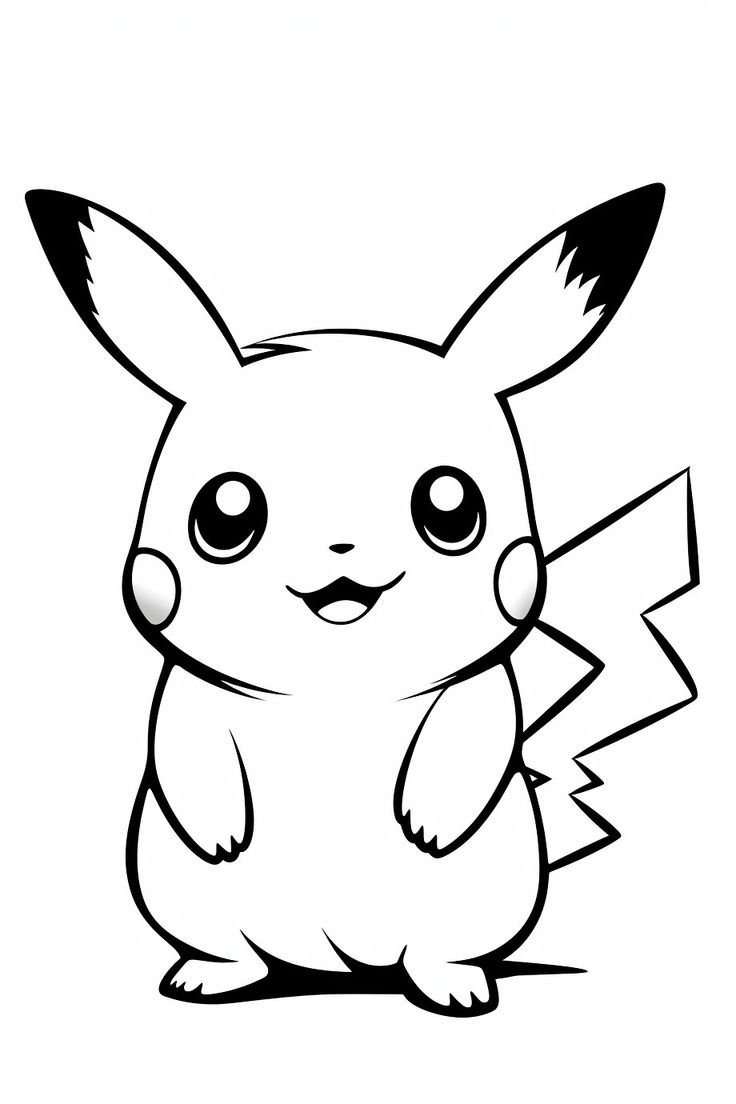 pikachu black and white coloring page