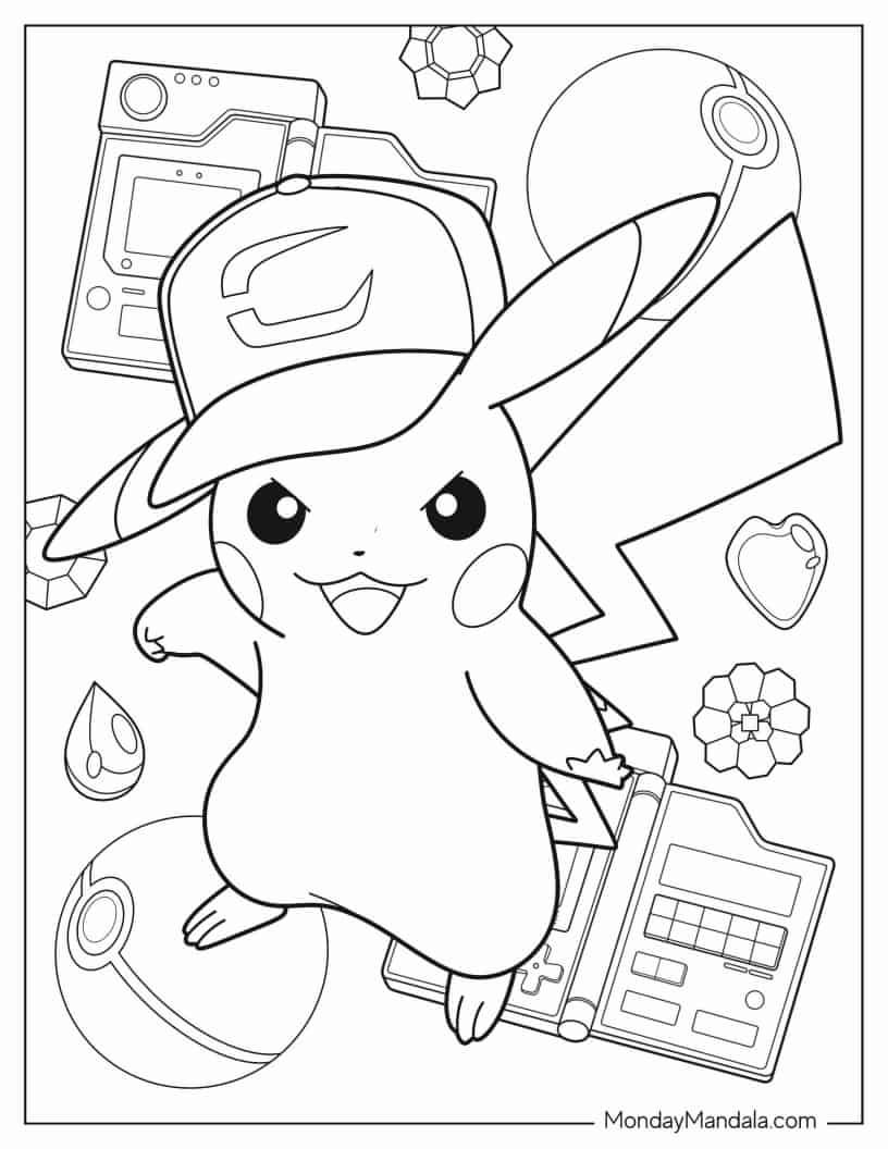 pikachu bubbles coloring page