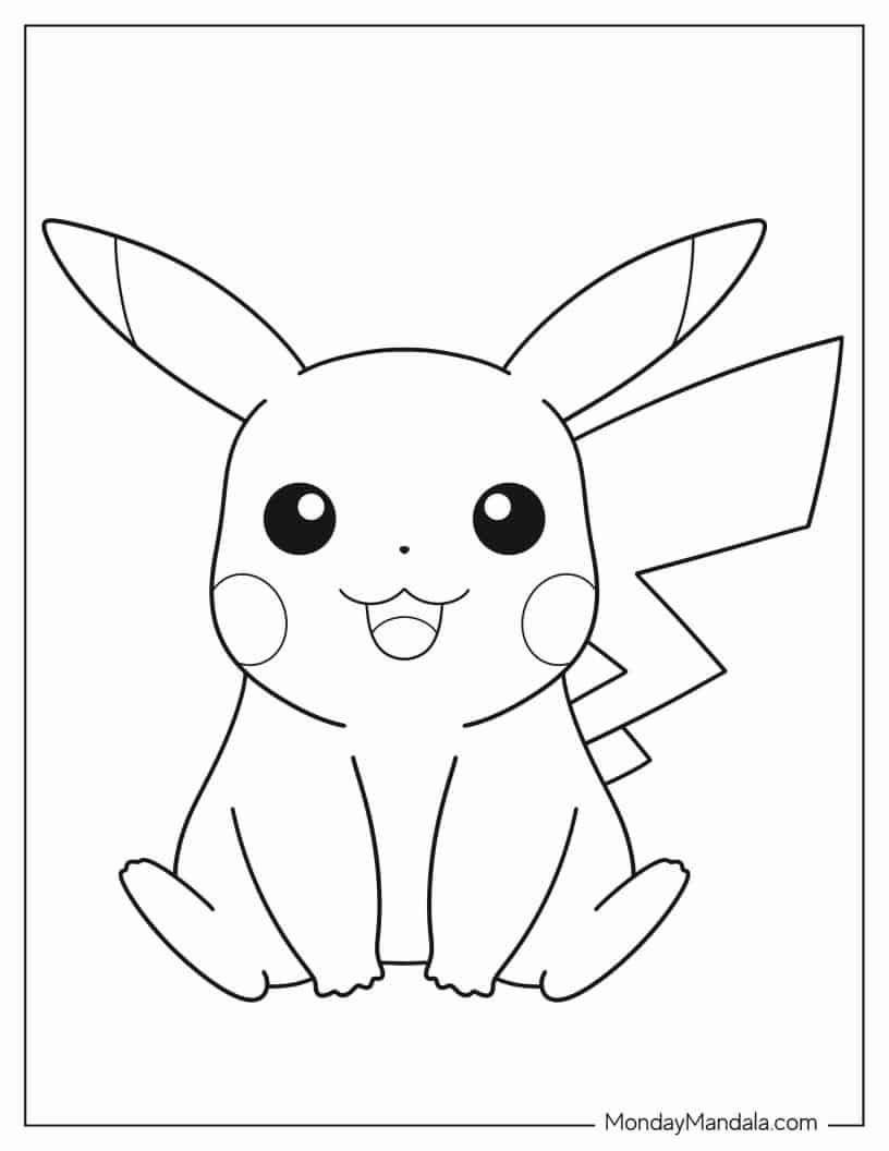 pikachu coloring page easy