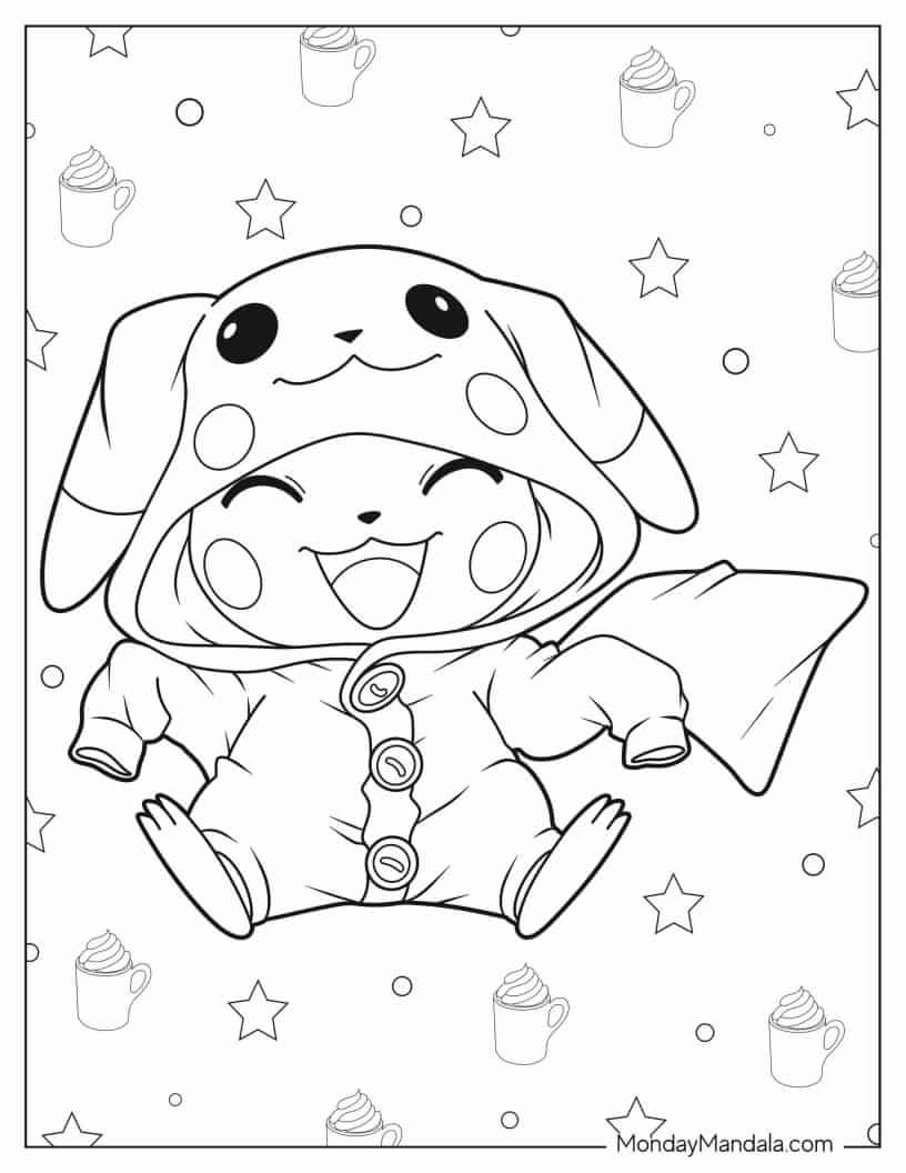 pikachu coloring pages cute