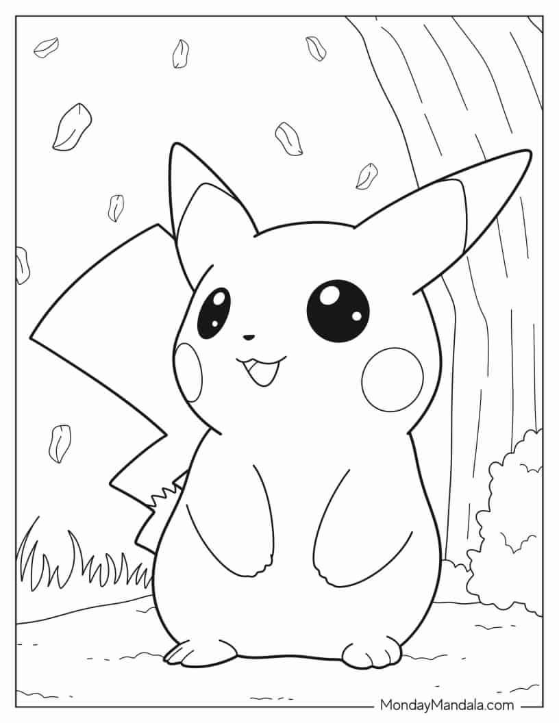 pikachu coloring sheets cute