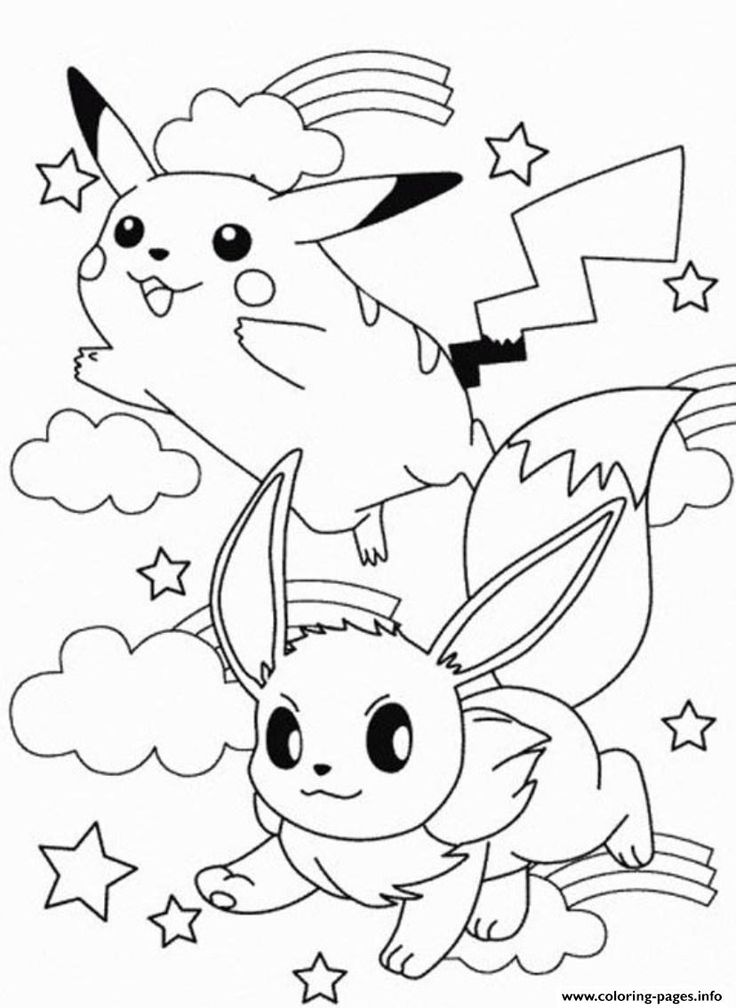 pikachu colouring pages easy