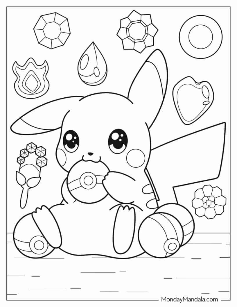 pikachu eevee coloring page