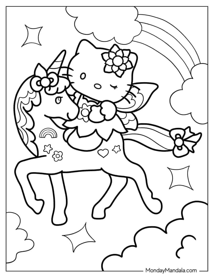 printable coloring pages hello kitty and friends