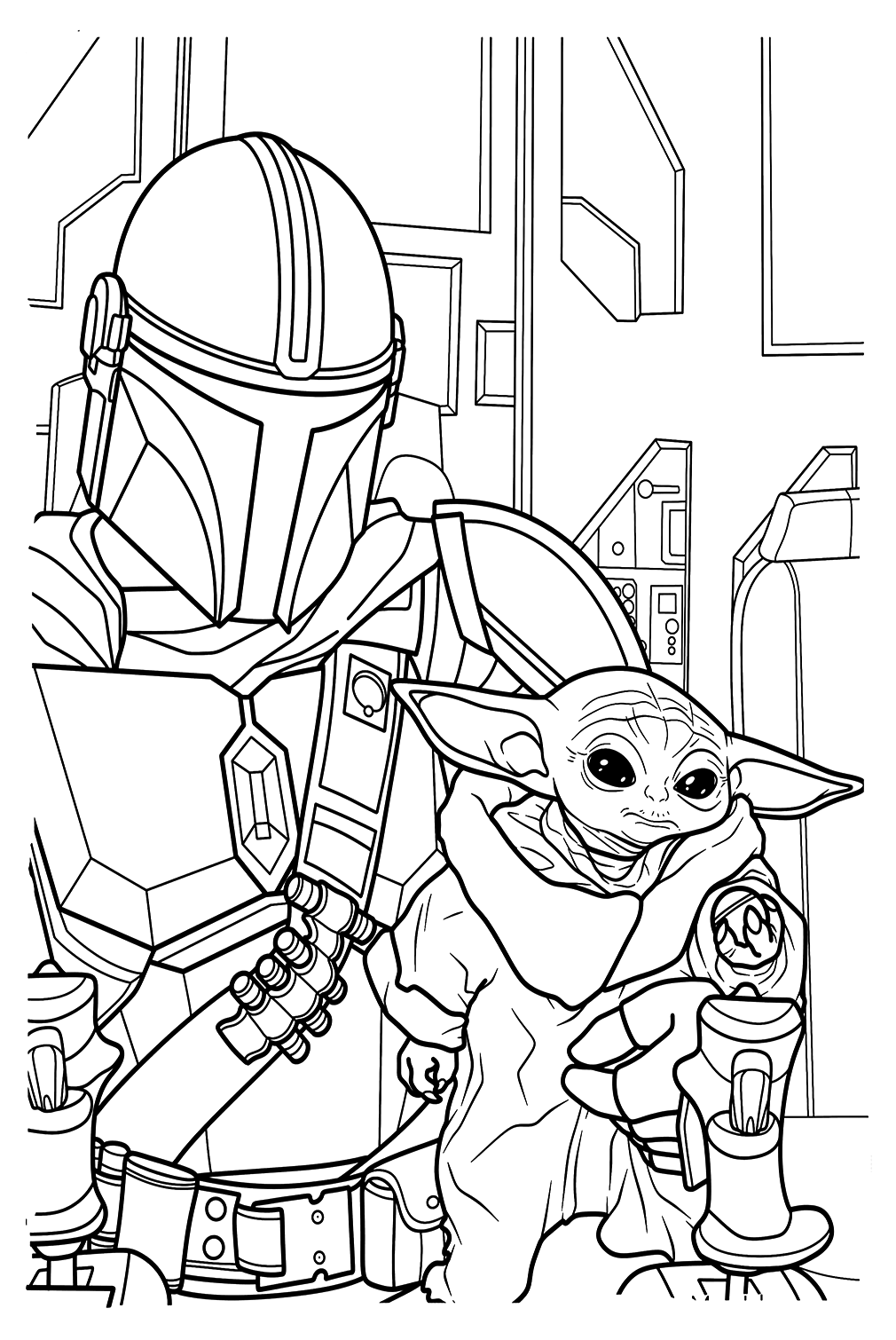 Baby Yoda Coloring Pages for Kids 10