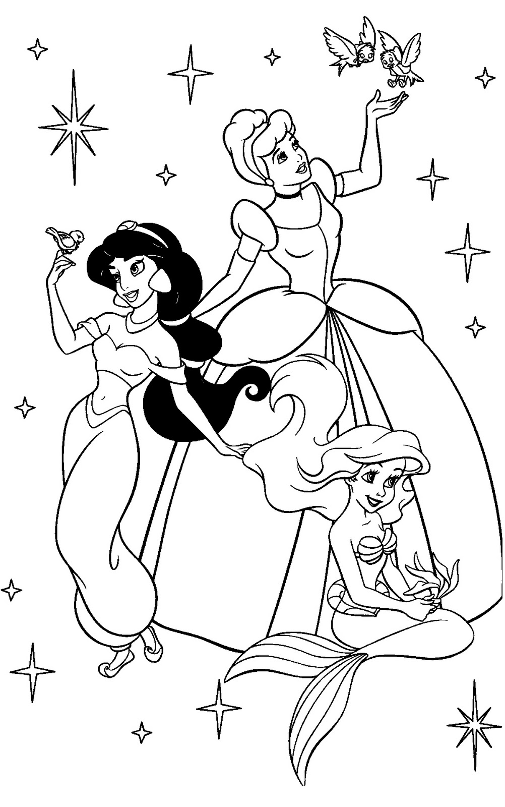 Disney Princesses Coloring Pages Free Printable 1