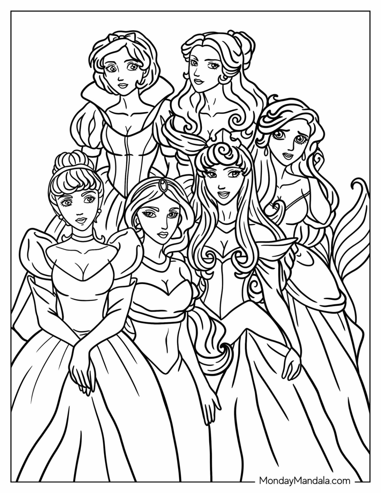 Disney Princesses Coloring Pages Free Printable 74