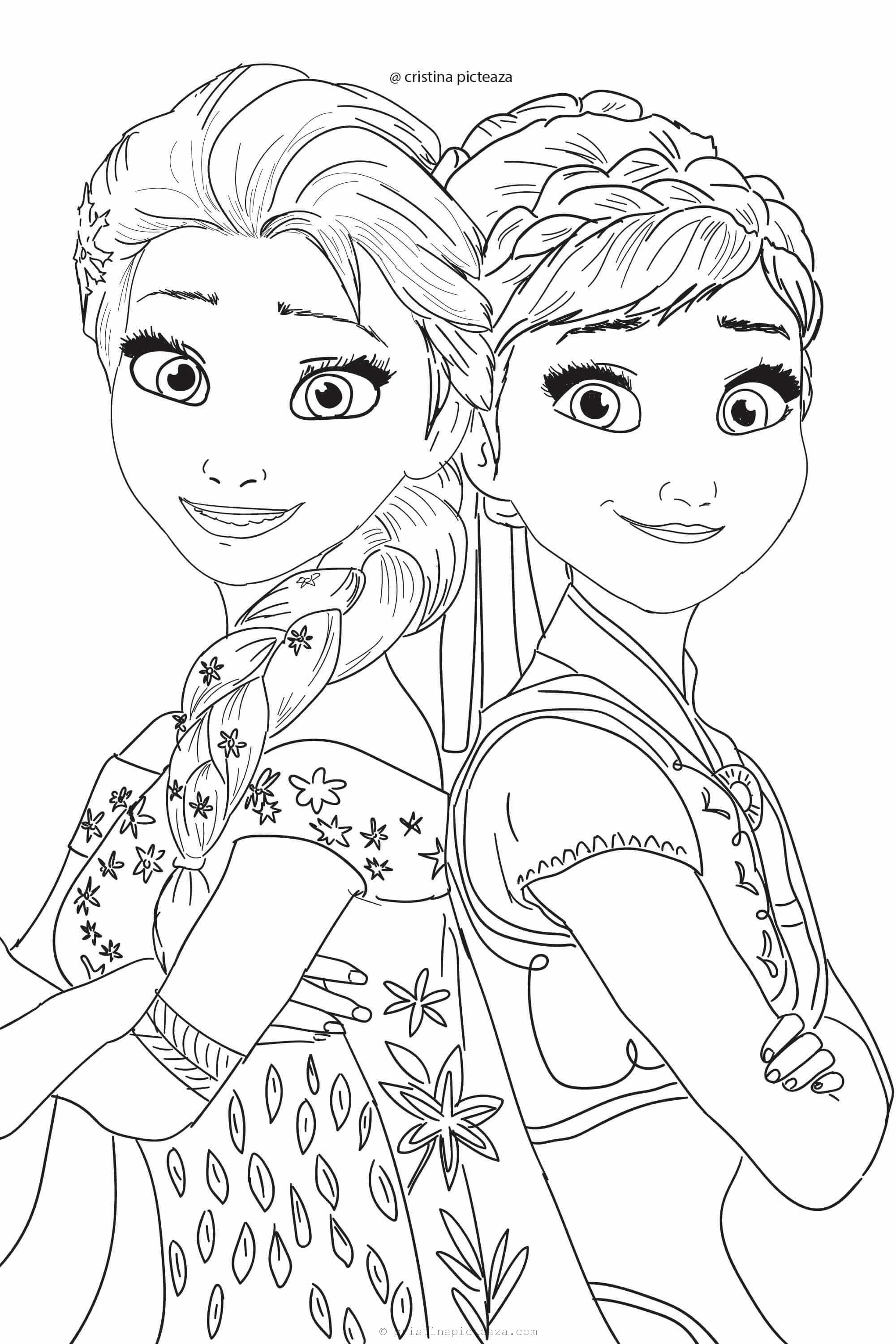 Elsa and Anna Coloring Pages Free Printable 112