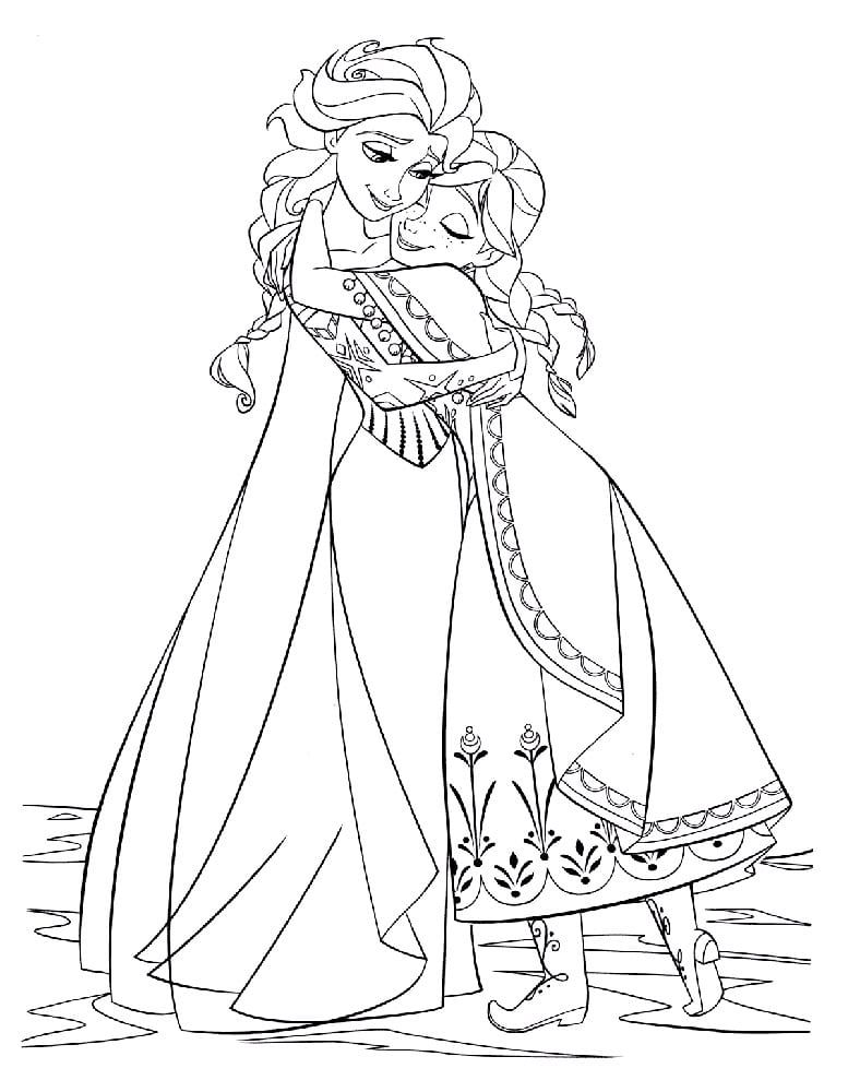 Elsa and Anna Coloring Pages Free Printable 123