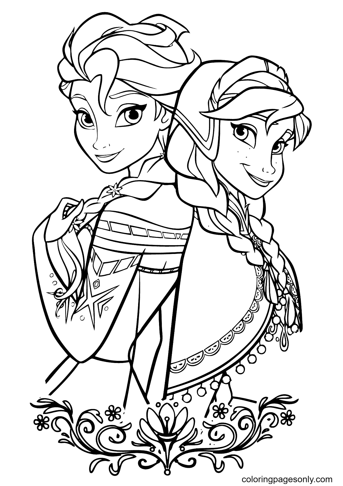 Elsa and Anna Coloring Pages Free Printable 126