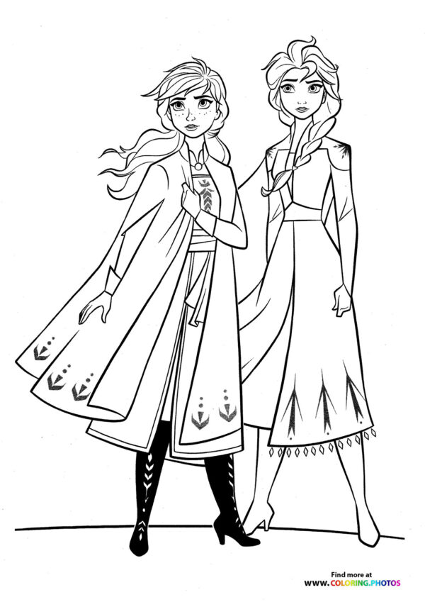 Elsa and Anna Coloring Pages Free Printable 159