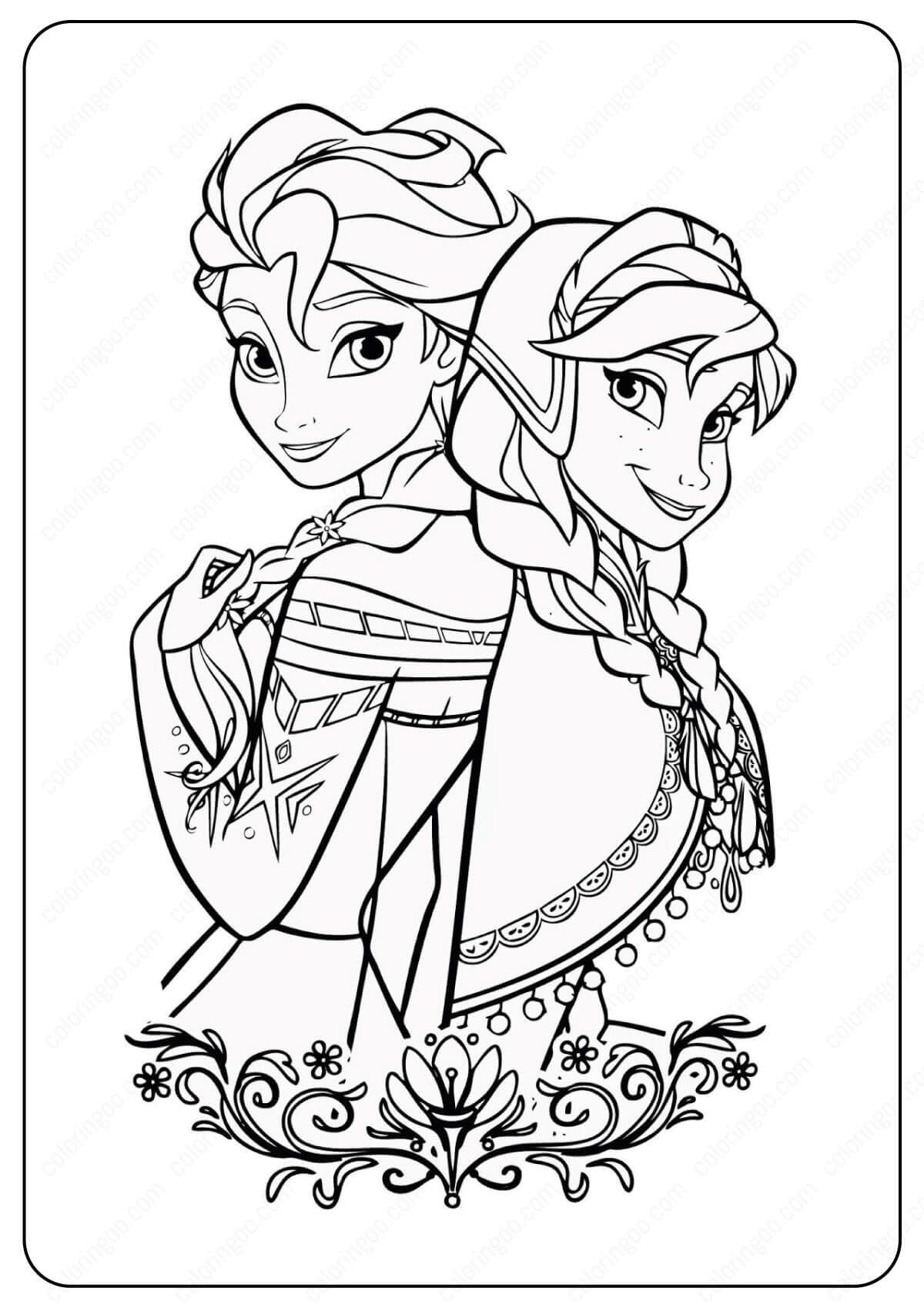 Elsa and Anna Coloring Pages Free Printable 161