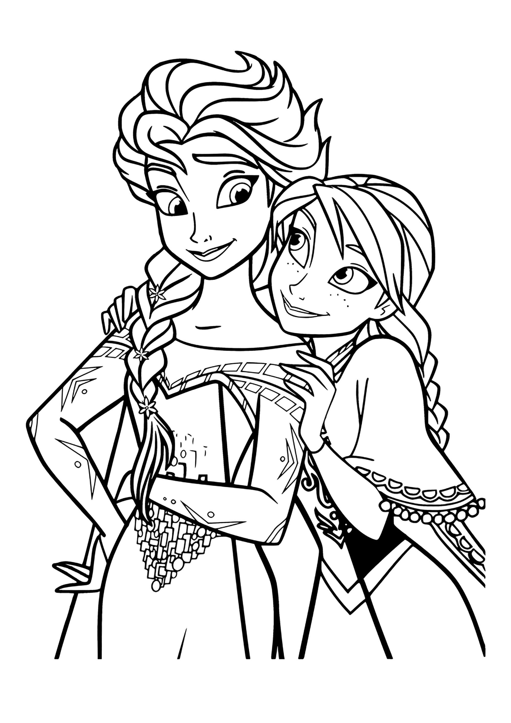 Elsa and Anna Coloring Pages Free Printable 164