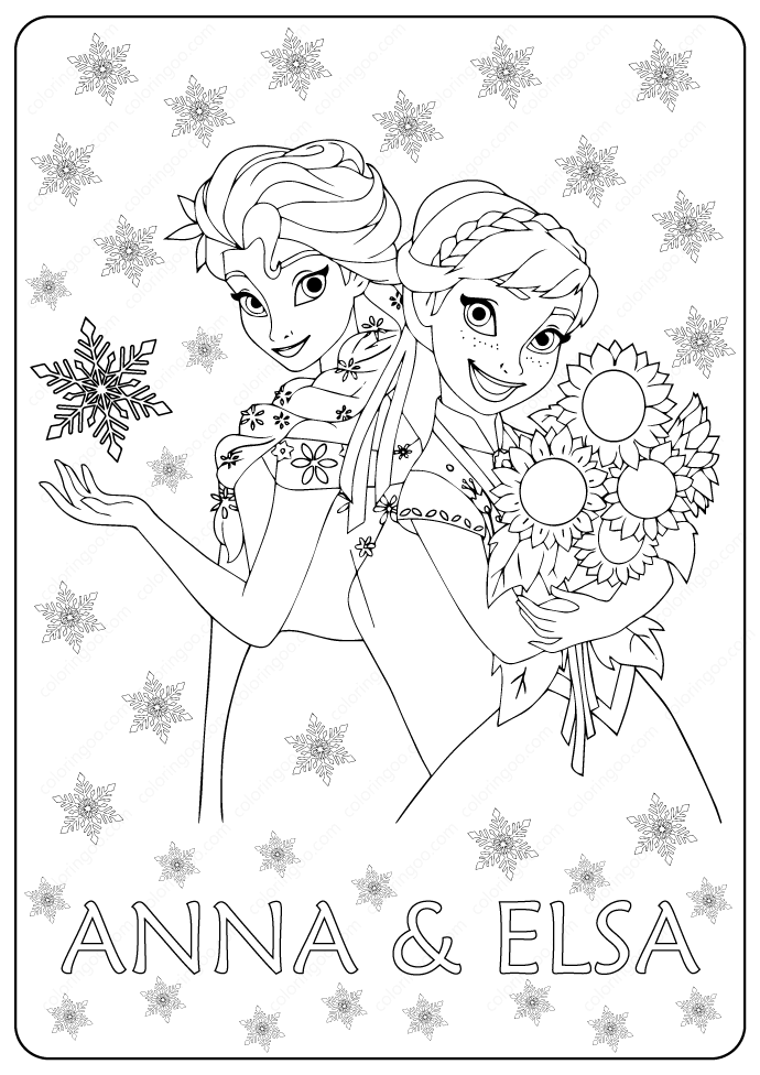 Elsa and Anna Coloring Pages Free Printable 175