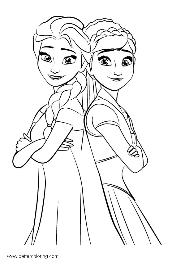 Elsa and Anna Coloring Pages Free Printable 19