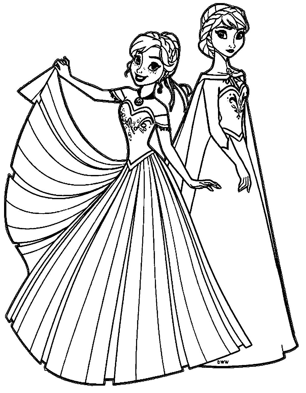 Elsa and Anna Coloring Pages Free Printable 192