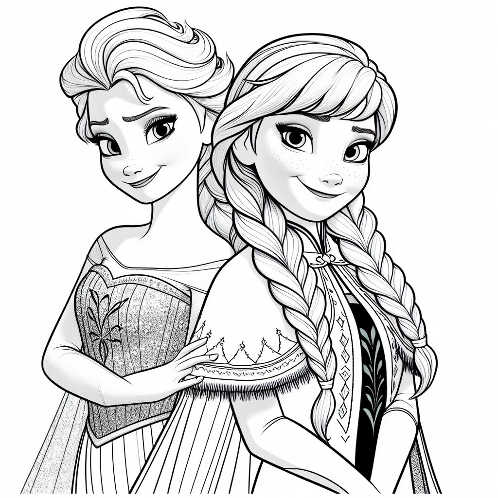 Elsa and Anna Coloring Pages Free Printable 199