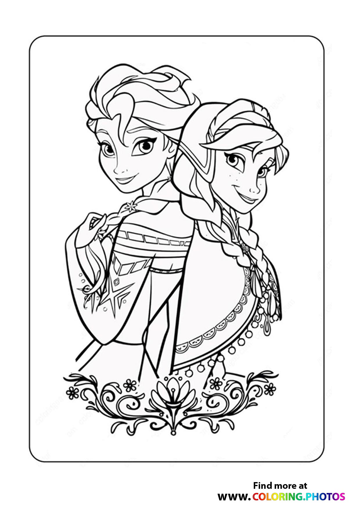 Elsa and Anna Coloring Pages Free Printable 2