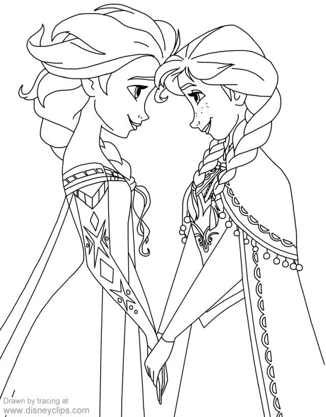 Elsa and Anna Coloring Pages Free Printable 20