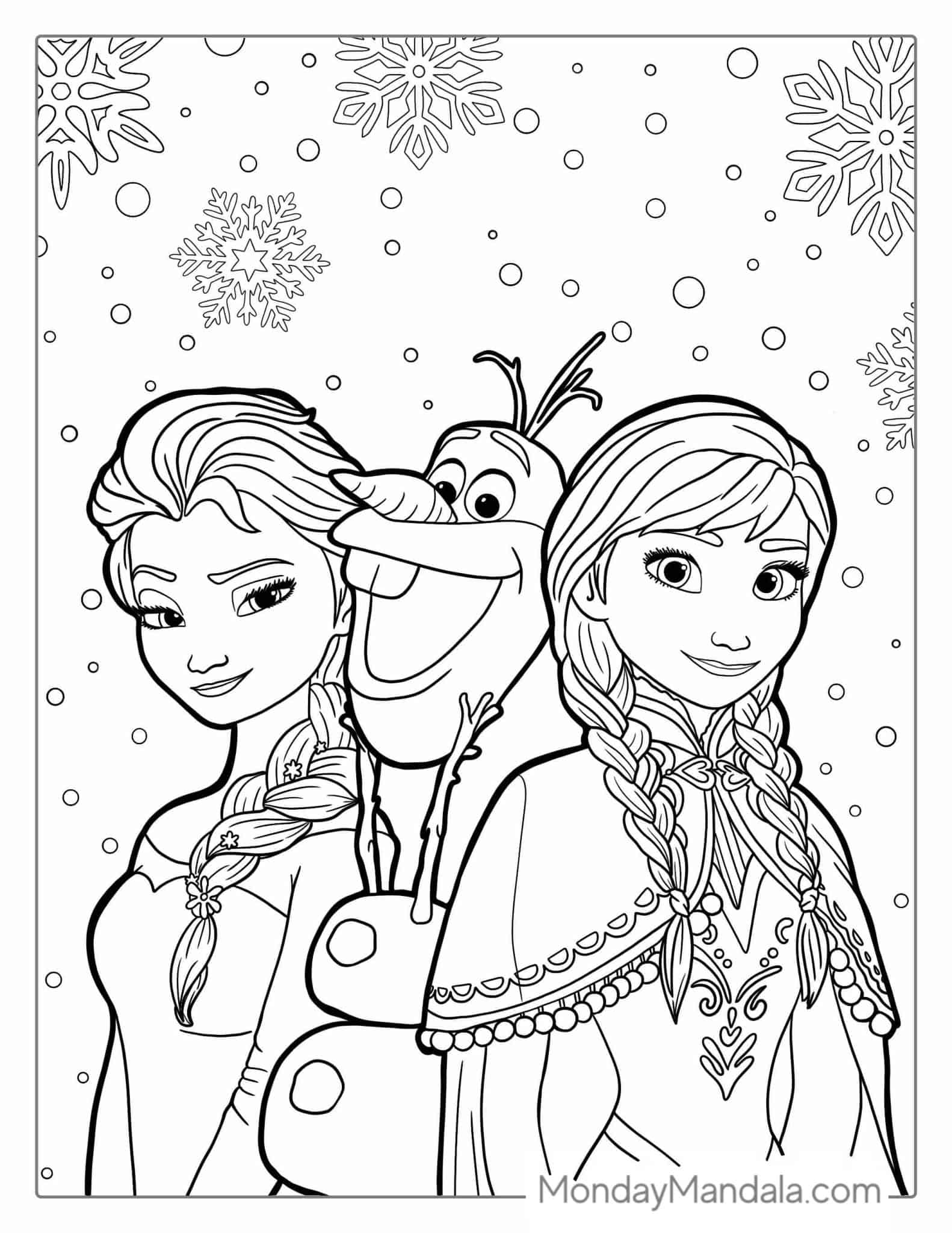 Elsa and Anna Coloring Pages Free Printable 34