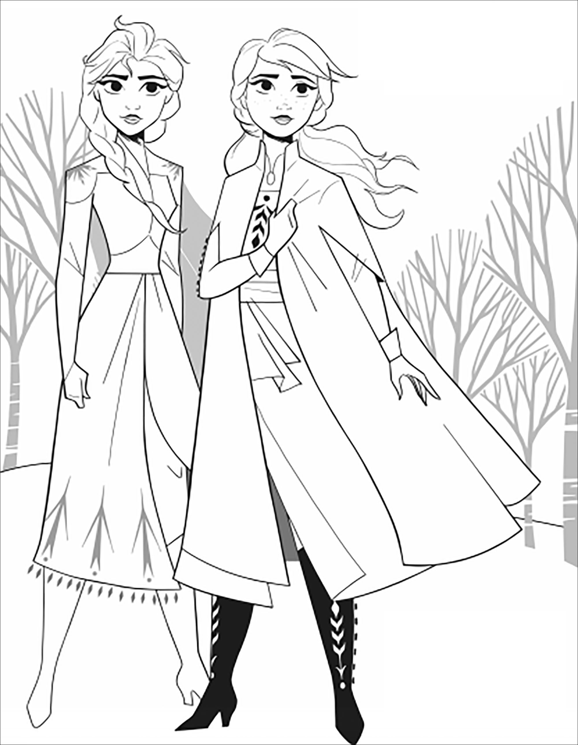 Elsa and Anna Coloring Pages Free Printable 41